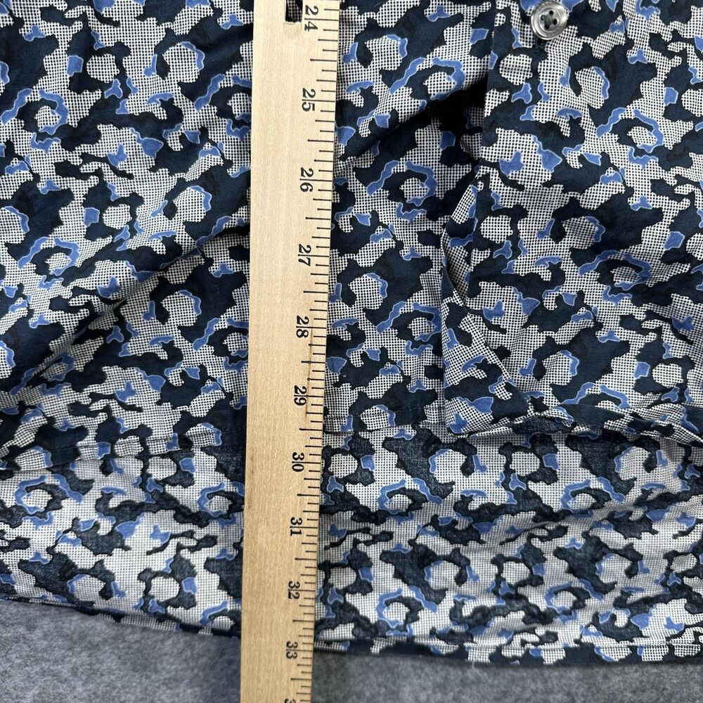 Perry Ellis Shirt Mens 2XL Blue Camo Print Short Sleeve Stretch Button Up Casual - Picture 8 of 9